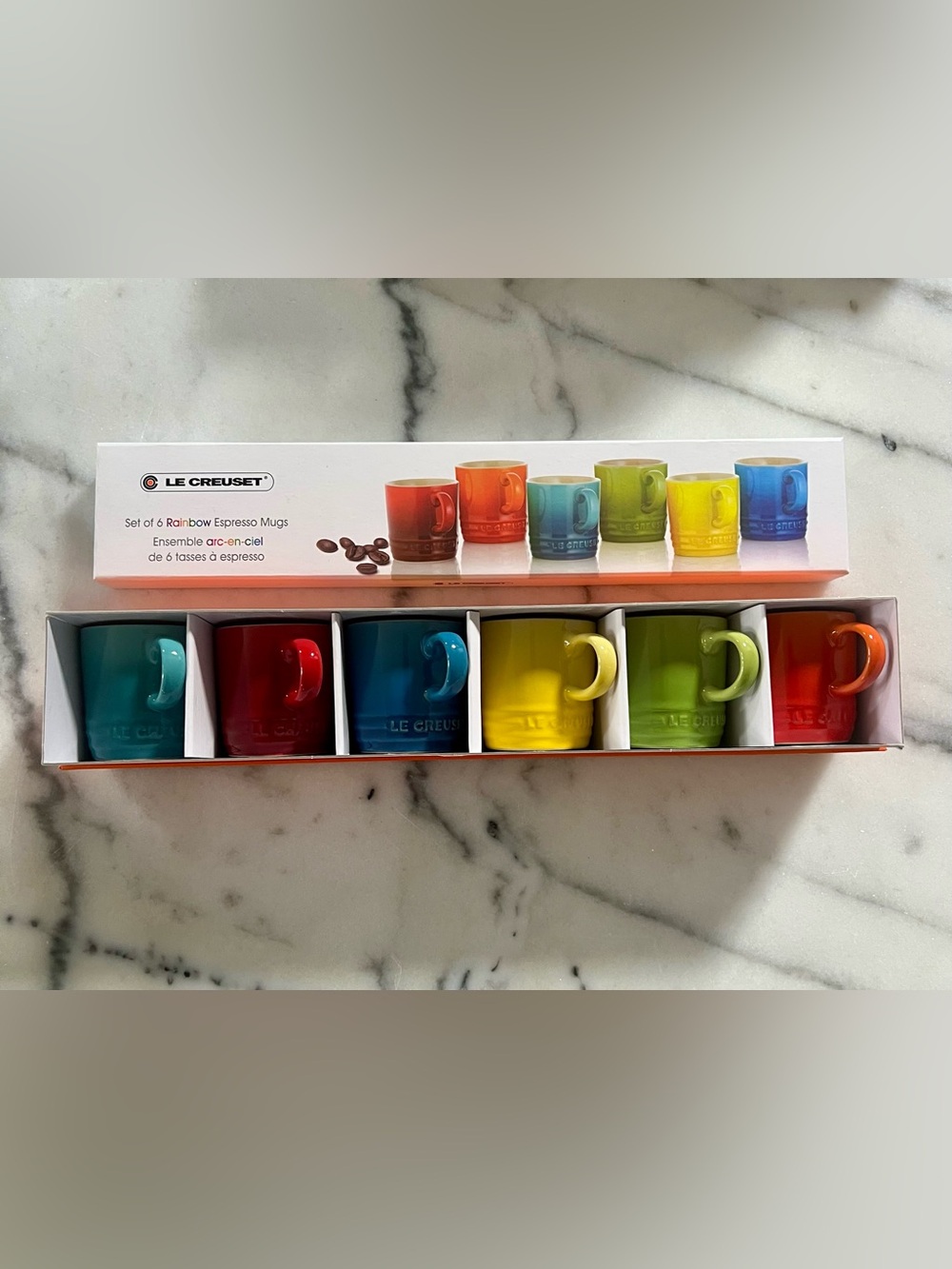Title: NIB Le Creuset Rainbow Espresso Mugs | Set of 6 | Multicolour